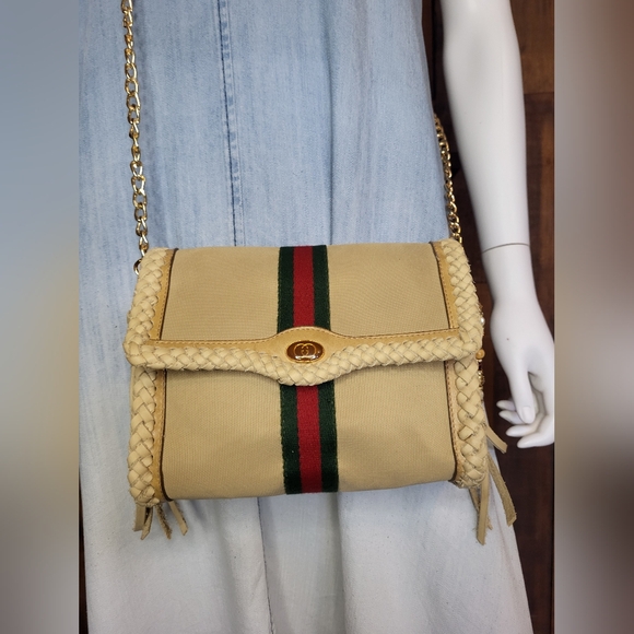 Gucci Sherry line bag braided louis vuitton fringe revamped upcycled - Picture 6 of 15